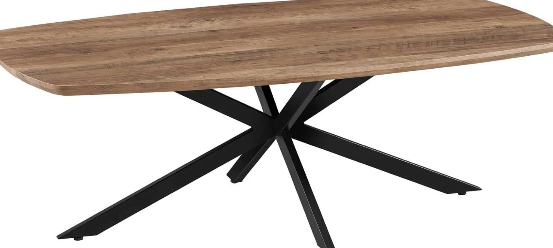 Couchtisch Aziz - 130x70x42,5cm - Dänisches Oval - Mangoholz/Schwarz