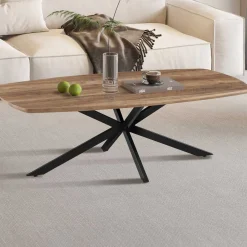 Couchtisch Aziz - 130x70x42,5cm - Dänisches Oval - Mangoholz/Schwarz