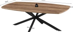 Couchtisch Aziz - 130x70x42,5cm - Dänisches Oval - Mangoholz/Schwarz