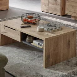 Couchtisch Bellini 110x65cm mit Ablageschublade - Eiche/anthrazit