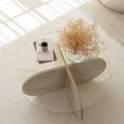 Couchtisch Bubble - 100% MELAMINE - Travertin - 75 x 35 x 75 cm