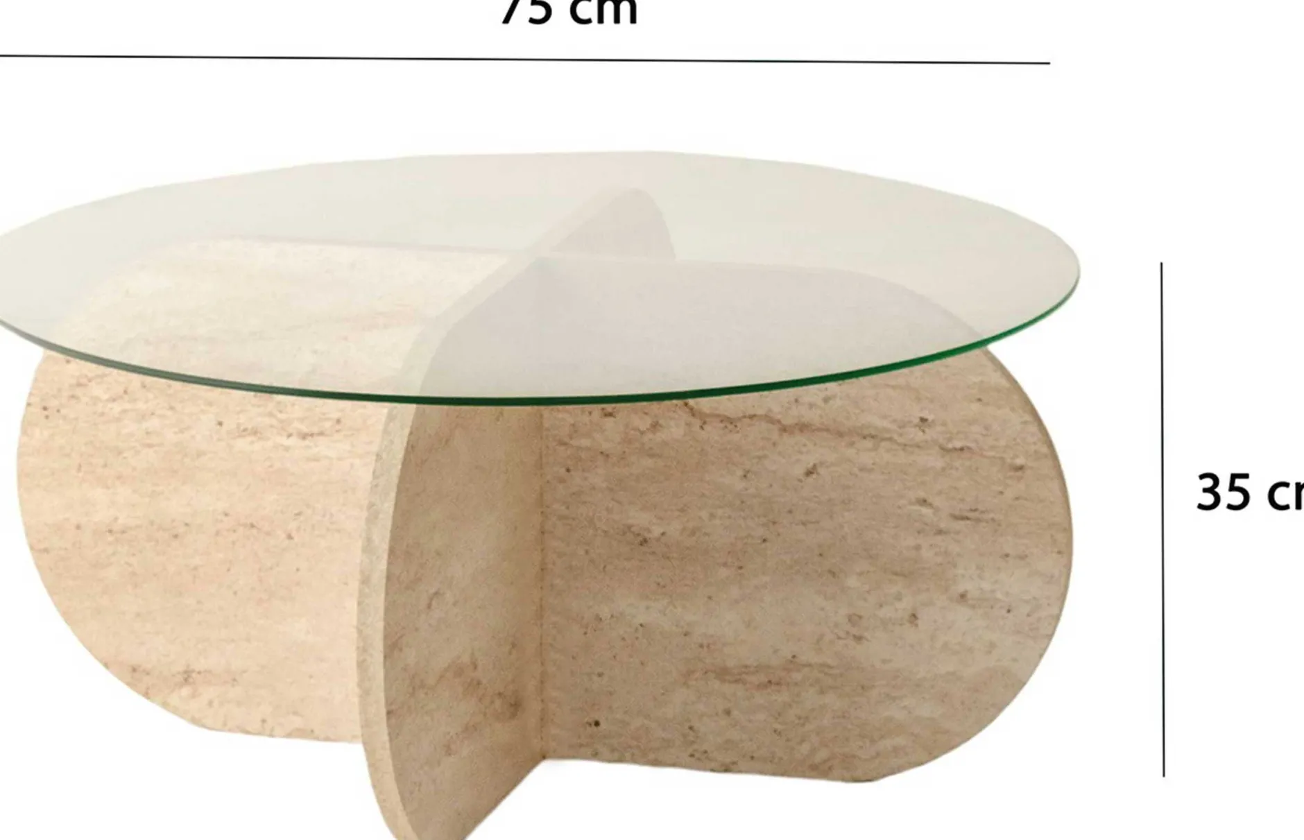 Couchtisch Bubble - 100% MELAMINE - Travertin - 75 x 35 x 75 cm