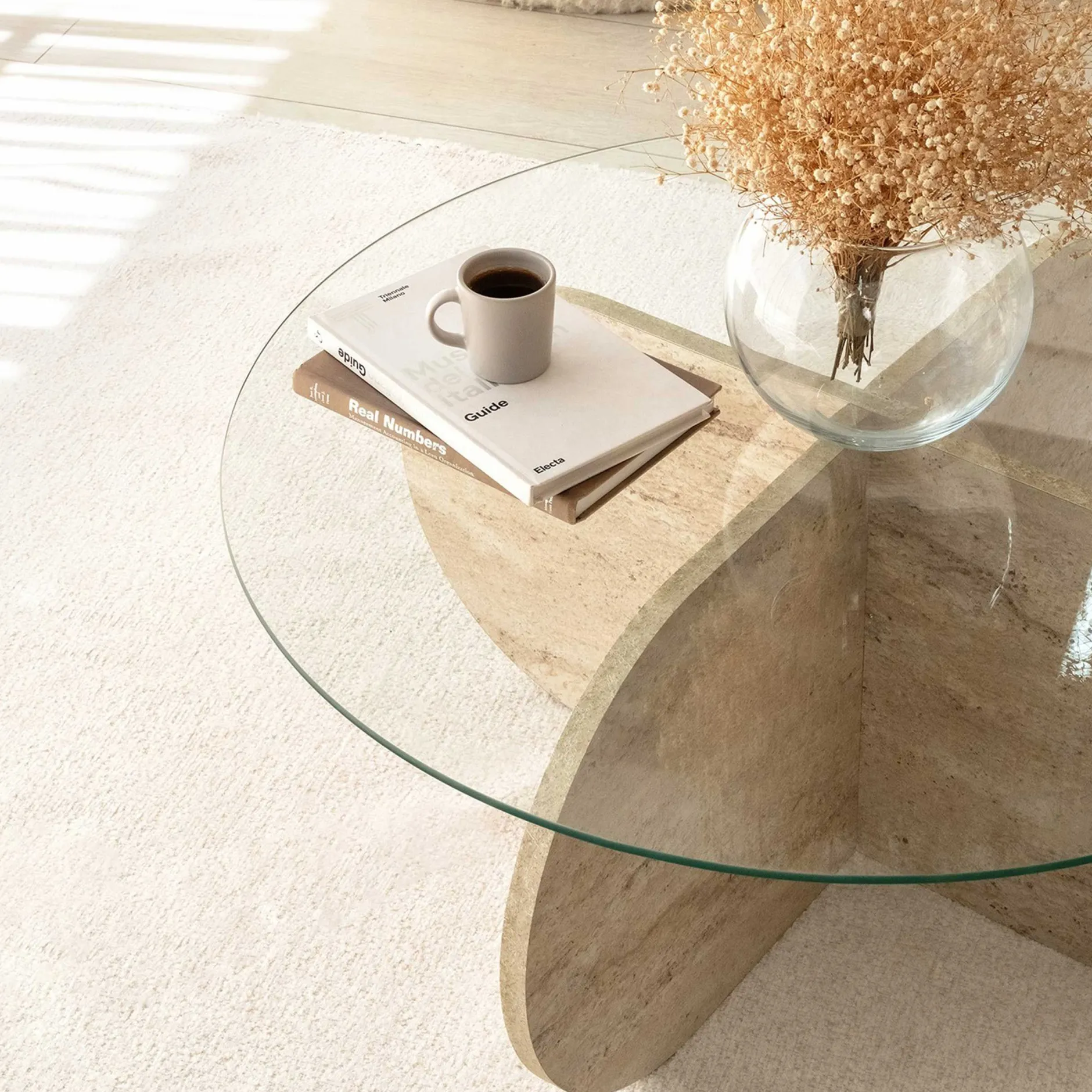 Couchtisch Bubble - 100% MELAMINE - Travertin - 75 x 35 x 75 cm