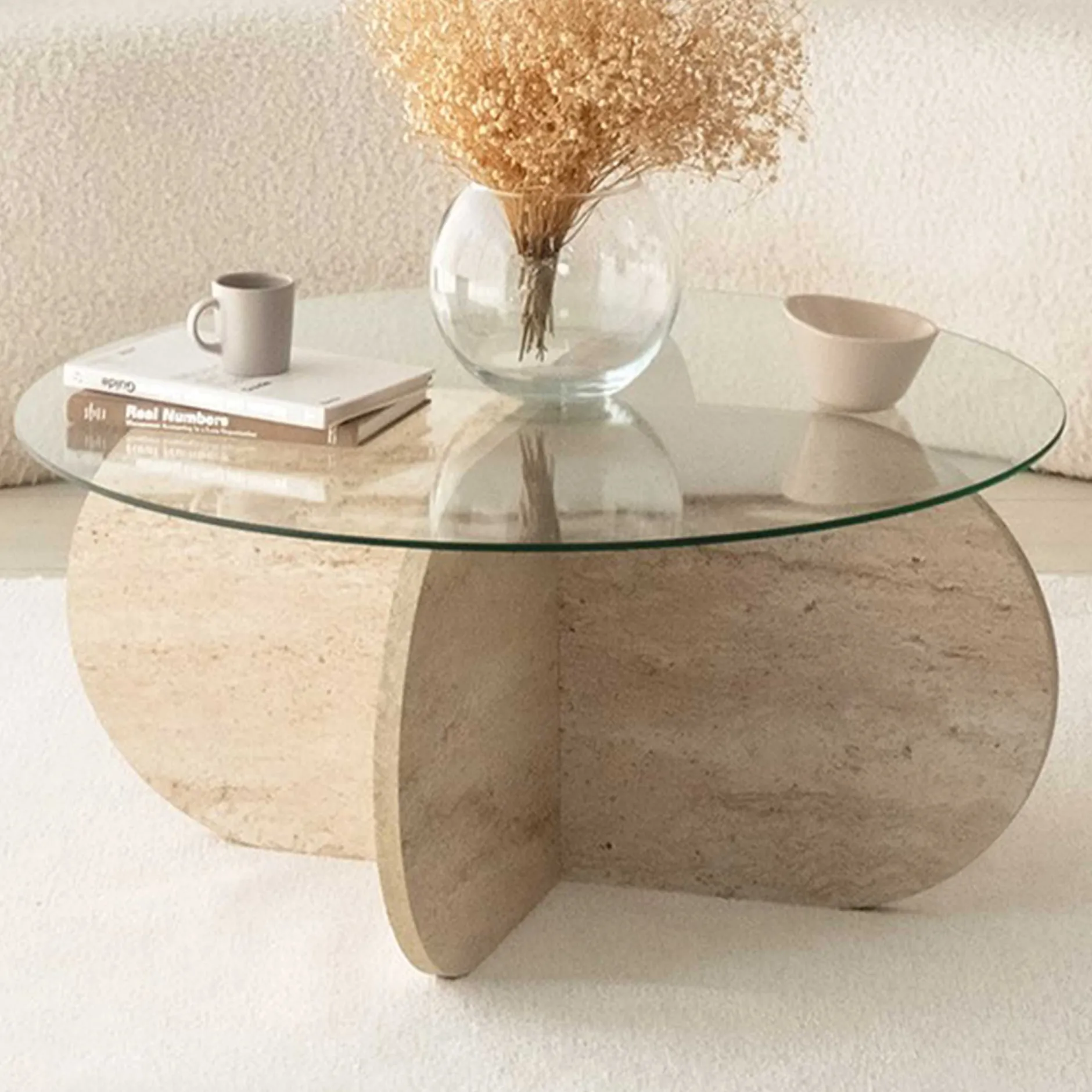 Couchtisch Bubble - 100% MELAMINE - Travertin - 75 x 35 x 75 cm