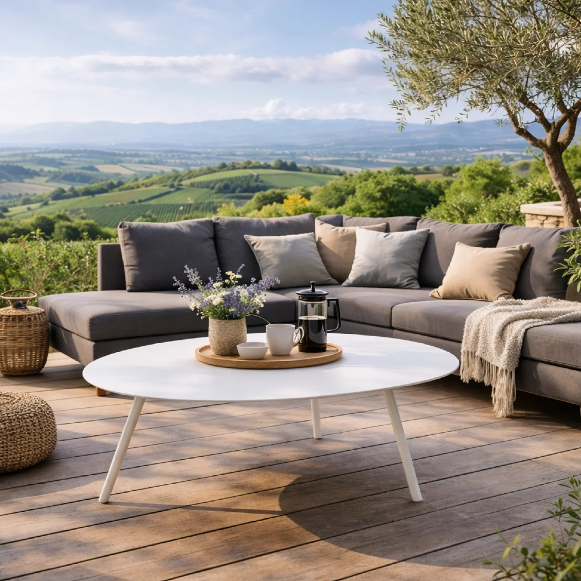 Couchtisch Burnie Aluminium Emob - skandinavisch - 86cm - weiß