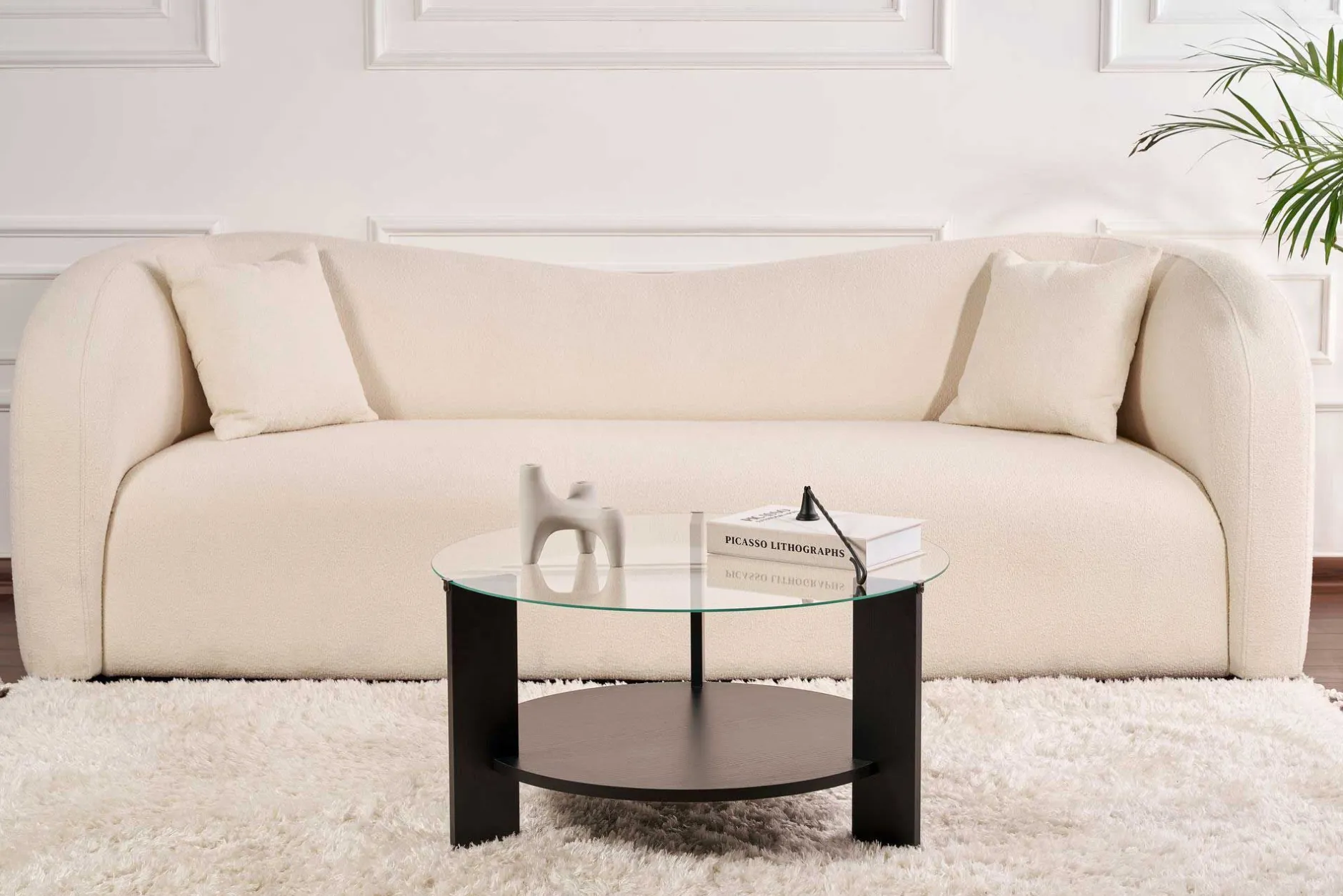 Couchtisch Clara - 100% TEMPERED GLASS - Holzschwarz - 40 x 75 x 75 cm