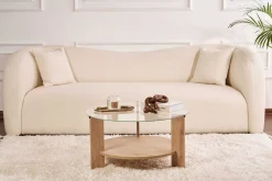 Couchtisch Clara - 100% TEMPERED GLASS - Saphireiche - 40 x 75 x 75 cm
