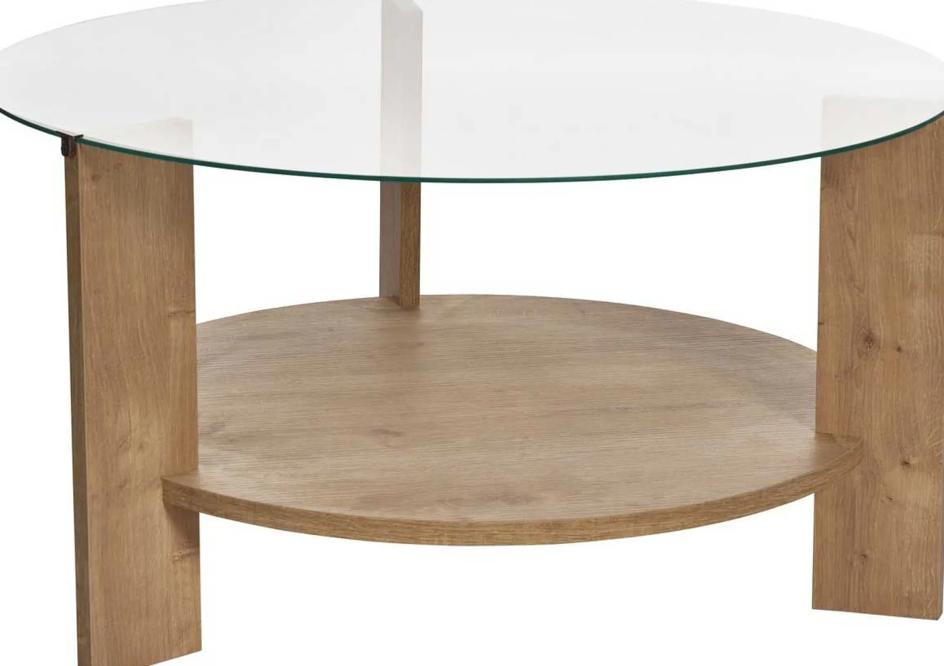 Couchtisch Clara - 100% TEMPERED GLASS - Saphireiche - 40 x 75 x 75 cm