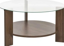 Couchtisch Clara - 100% TEMPERED GLASS - Walnuss - 40 x 75 x 75 cm