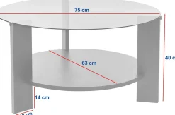 Couchtisch Clara - 100% TEMPERED GLASS - Walnuss - 40 x 75 x 75 cm