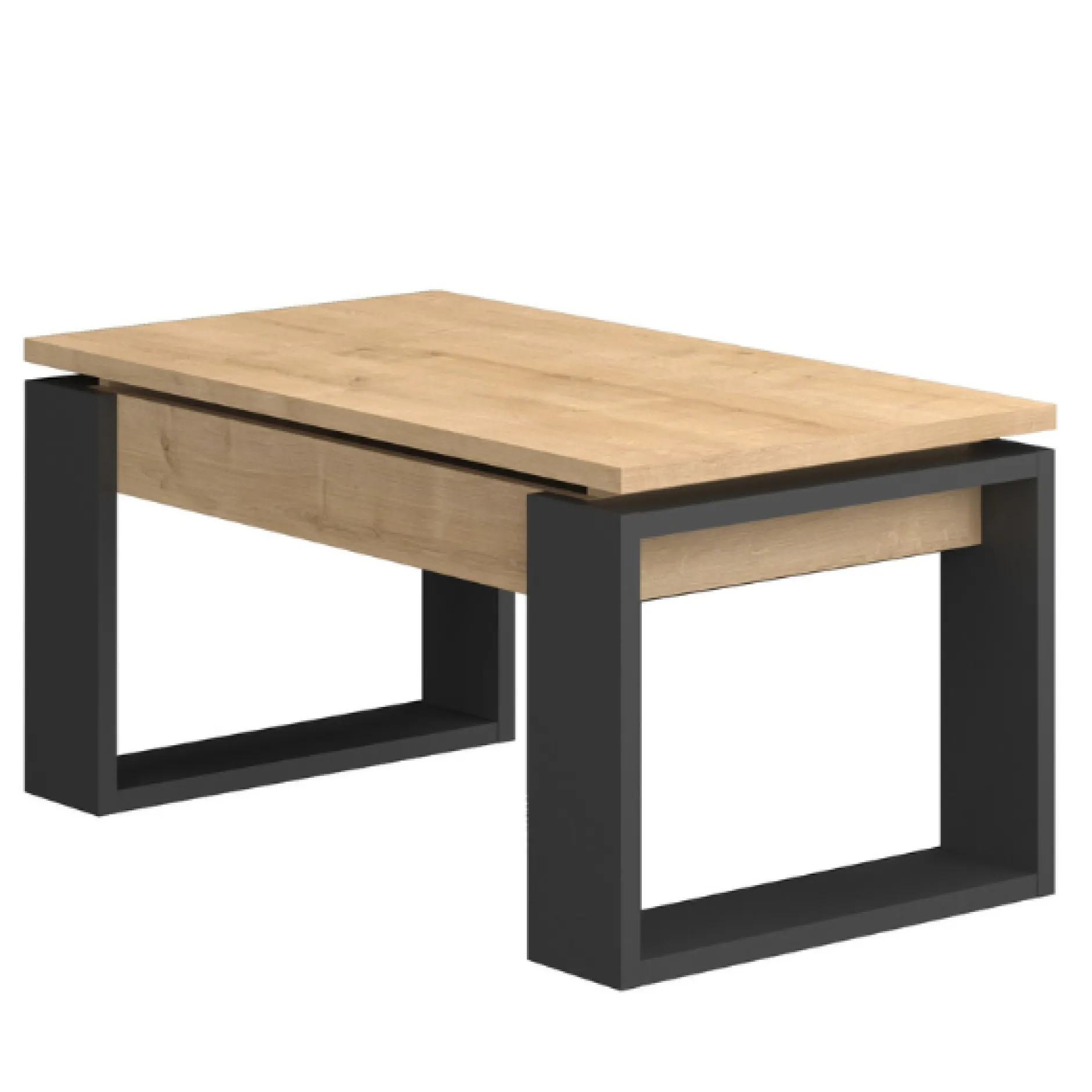 Couchtisch Cosmit 90x52 cm mir ausziehbarer Tischplatte - beige/ schwarz
