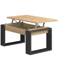 Couchtisch Cosmit 90x52 cm mir ausziehbarer Tischplatte - beige/ schwarz