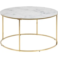 Couchtisch Dejan ø80cm - gold/weißer Marmor