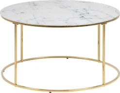 Couchtisch Dejan ø80cm - gold/weißer Marmor