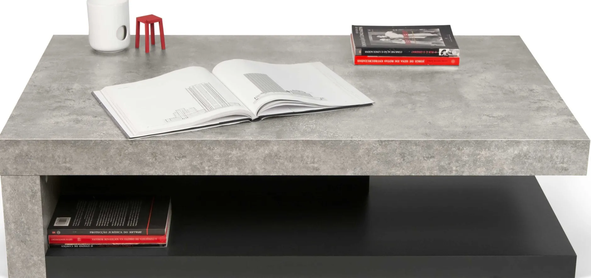 Couchtisch Delta mit Stauraum - Betonoptik