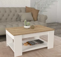 Couchtisch Dima - 90x60x42cm - Eiche Dekor/Weiß