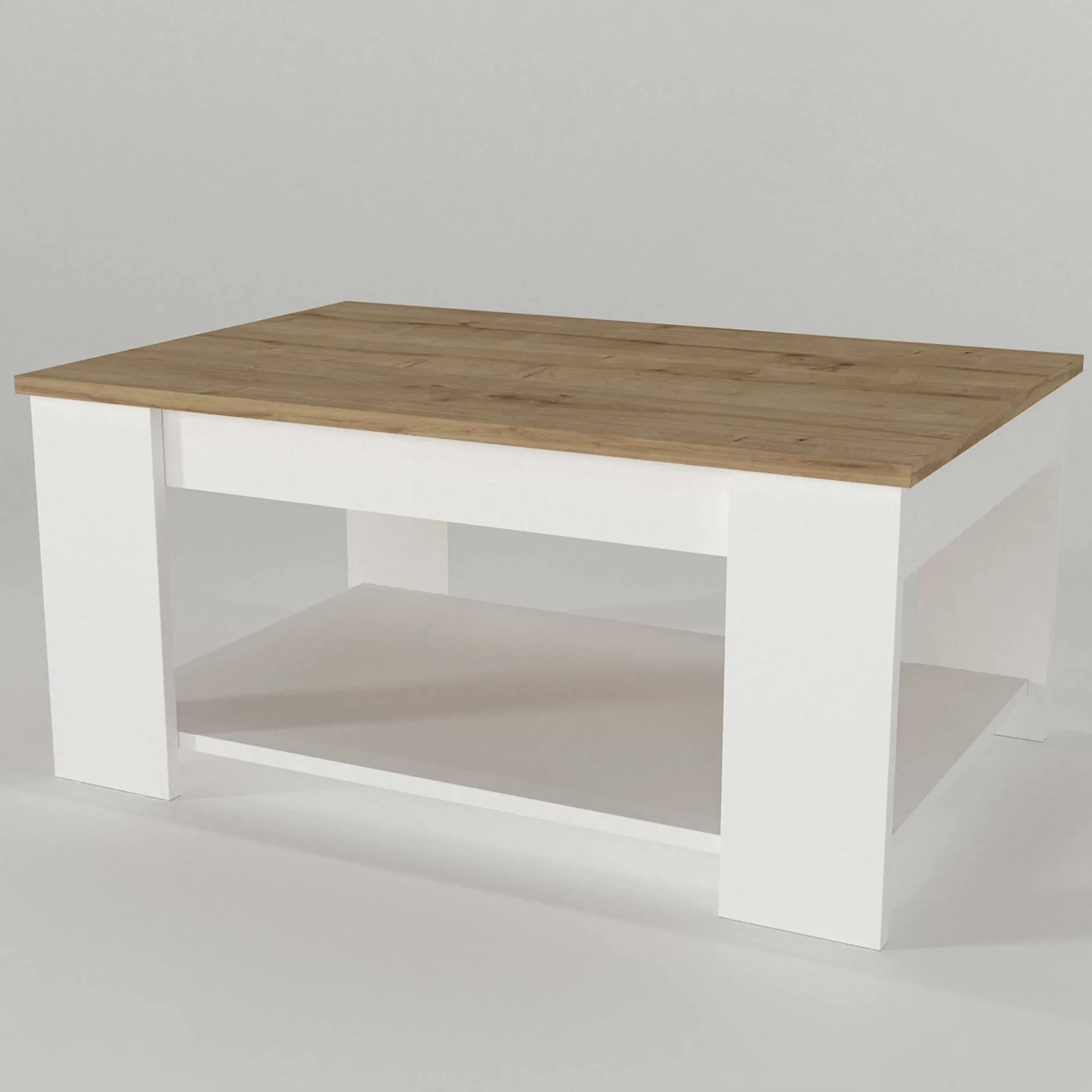 Couchtisch Dima - 90x60x42cm - Eiche Dekor/Weiß