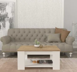 Couchtisch Dima - 90x60x42cm - Eiche Dekor/Weiß