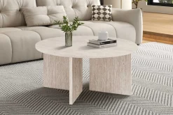 Couchtisch Drasir - Ø90x42cm - beige Travertin