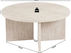 Couchtisch Drasir - Ø90x42cm - beige Travertin