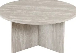 Couchtisch Drasir - Ø90x42cm - Travertin grau