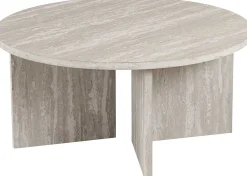 Couchtisch Drasir - Ø90x42cm - Travertin grau