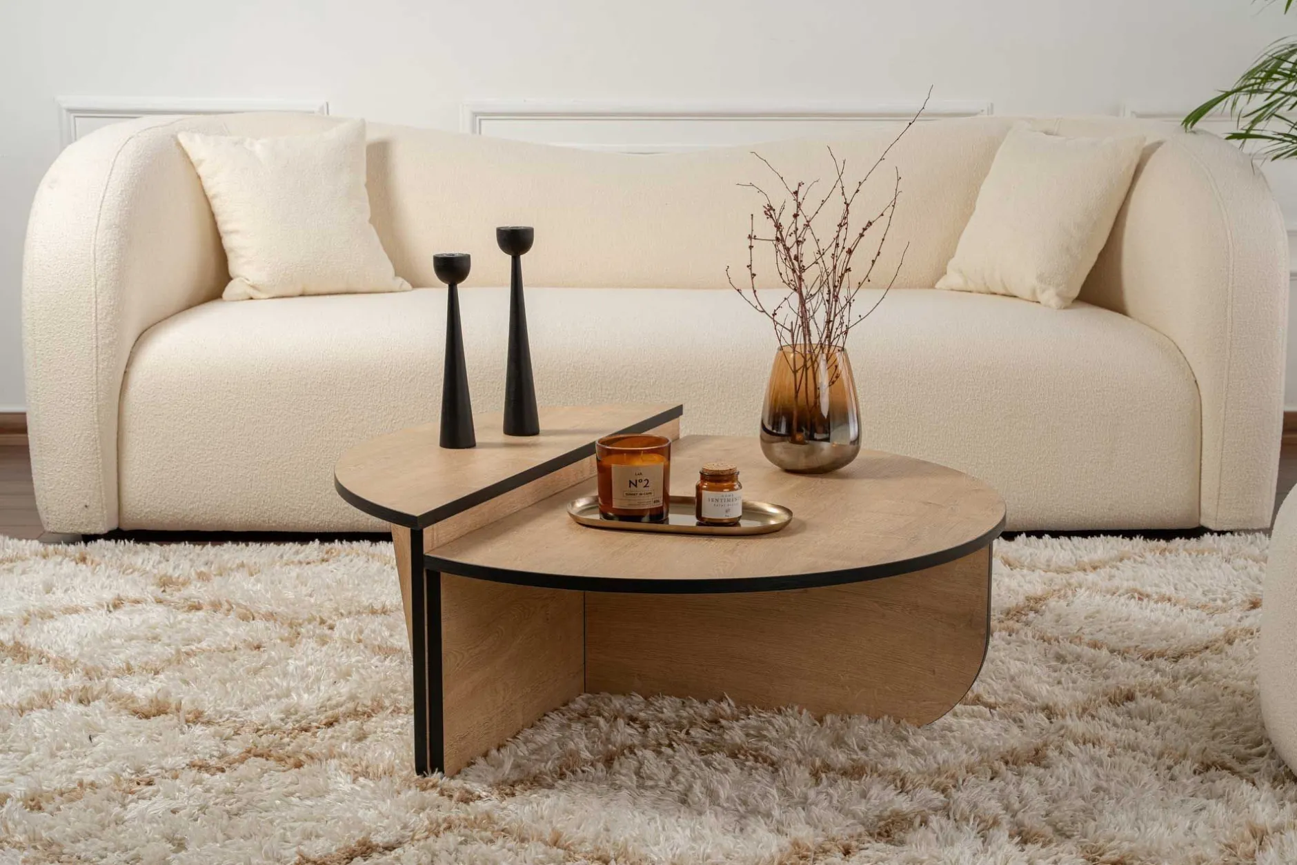 Couchtische Orion - 60x90x30cm - 2er Set - Eiche Dekor/schwarz