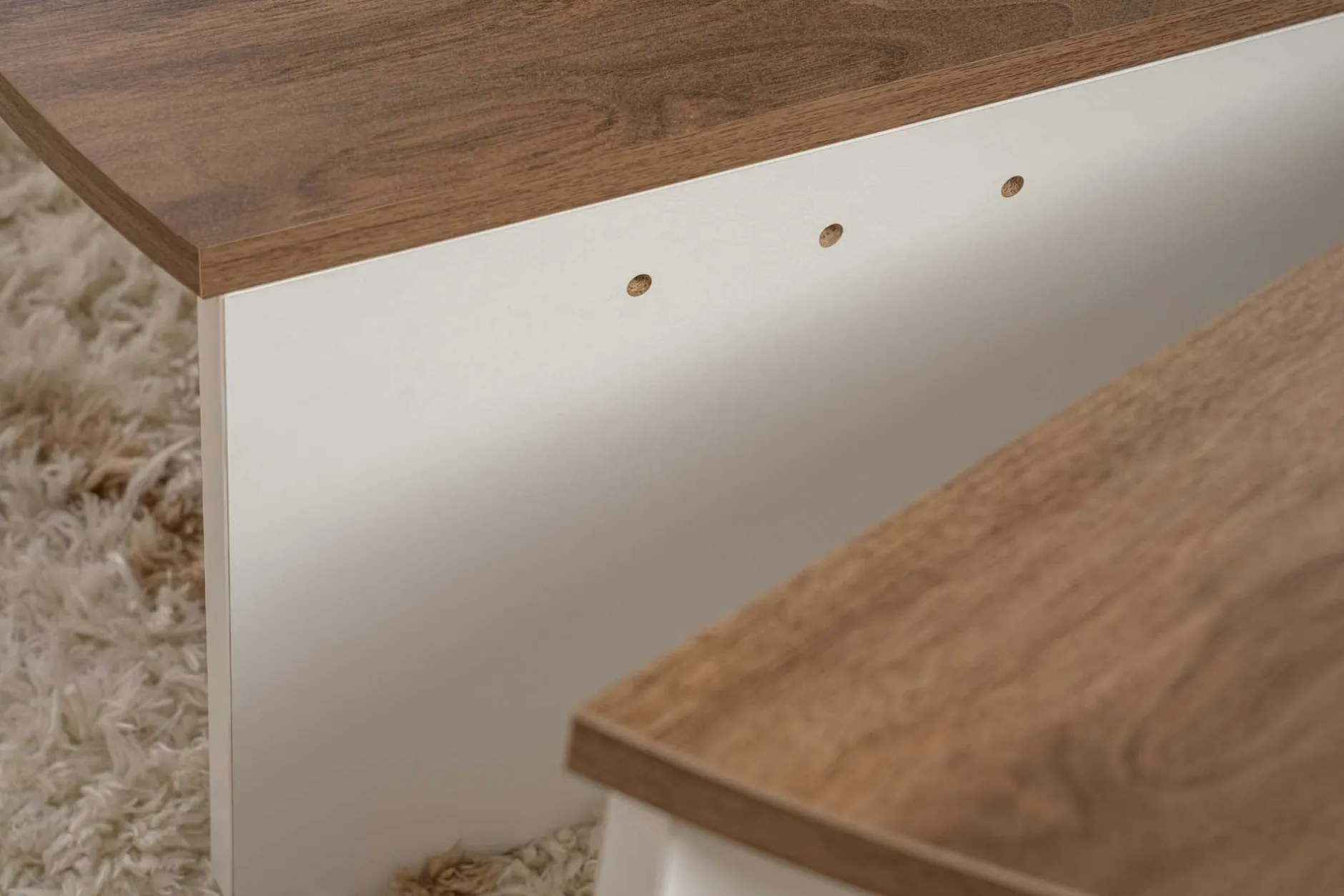 Couchtische Orion - 60x90x30cm - 2er Set - Walnuss/Weiß