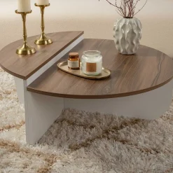 Couchtische Orion - 60x90x30cm - 2er Set - Walnuss/Weiß