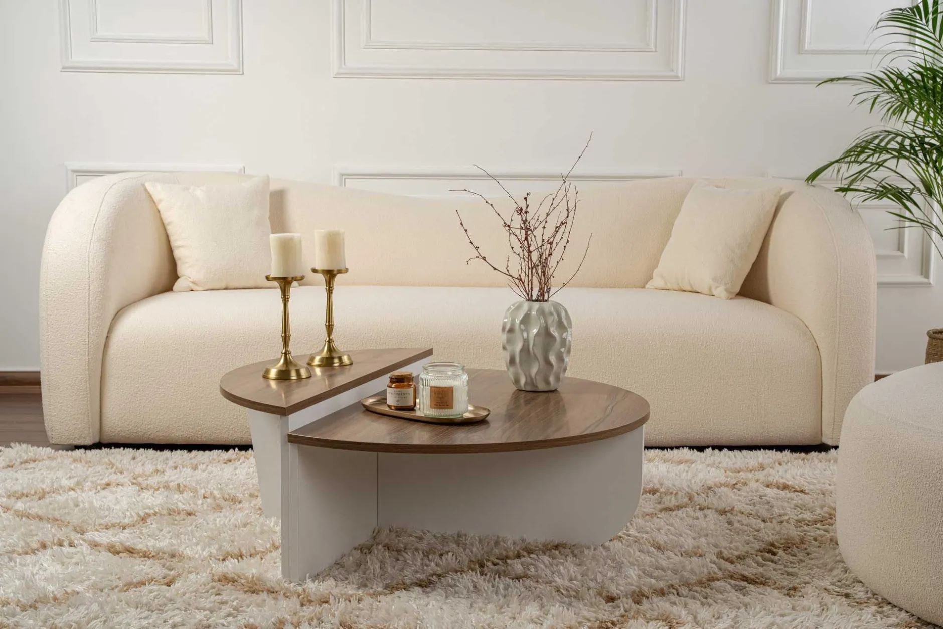 Couchtische Orion - 60x90x30cm - 2er Set - Walnuss/Weiß