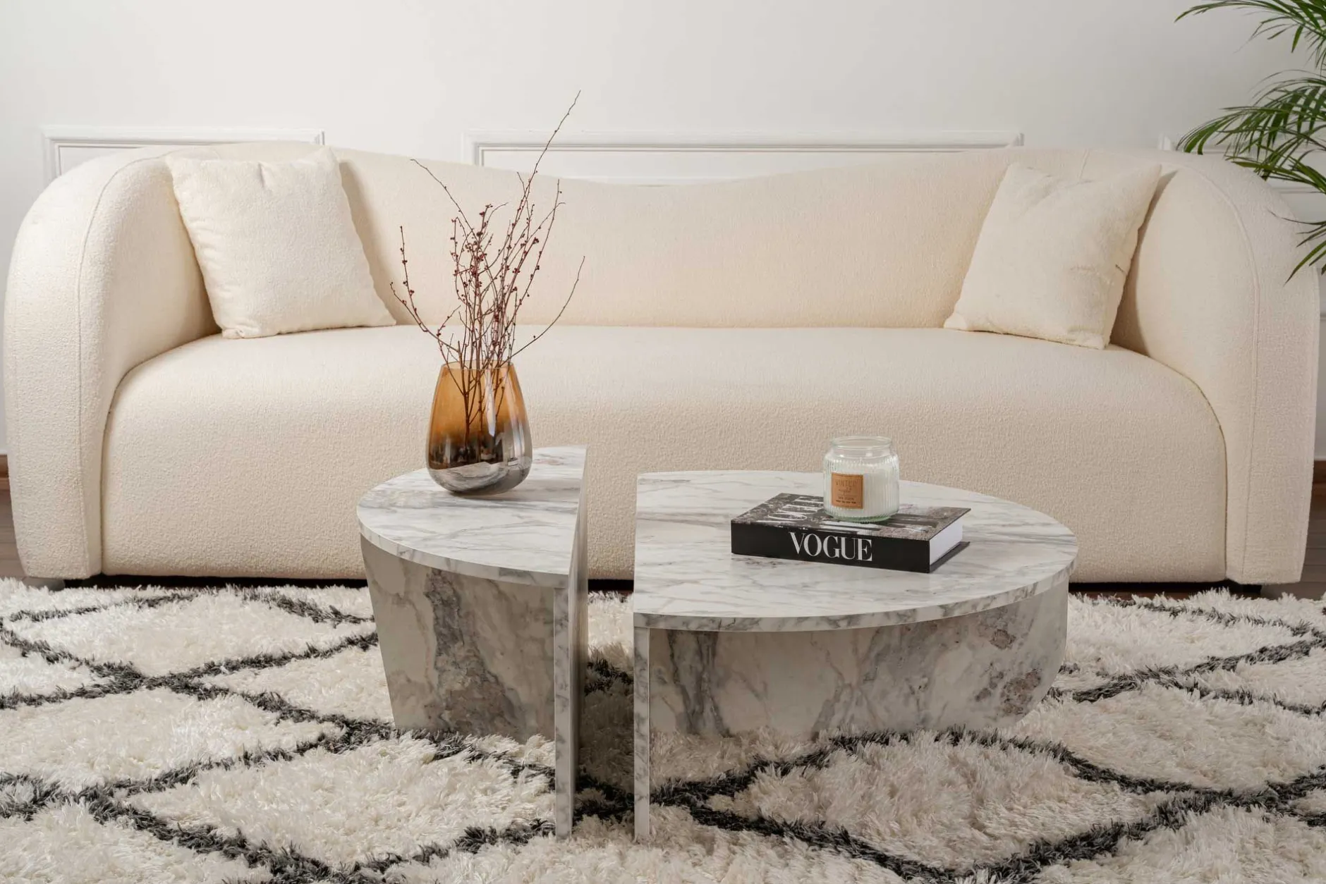 Couchtische Orion - 60x90x30cm - Satz von 2 - Marmor