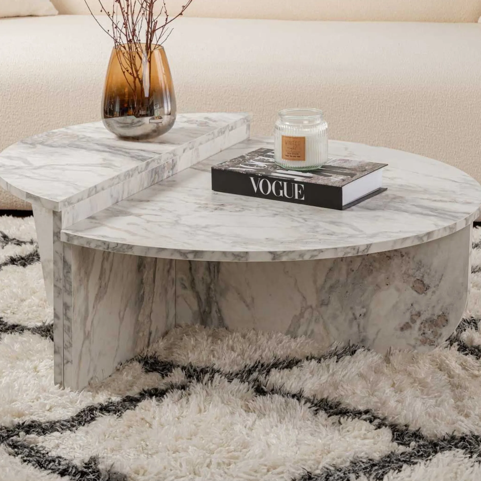 Couchtische Orion - 60x90x30cm - Satz von 2 - Marmor