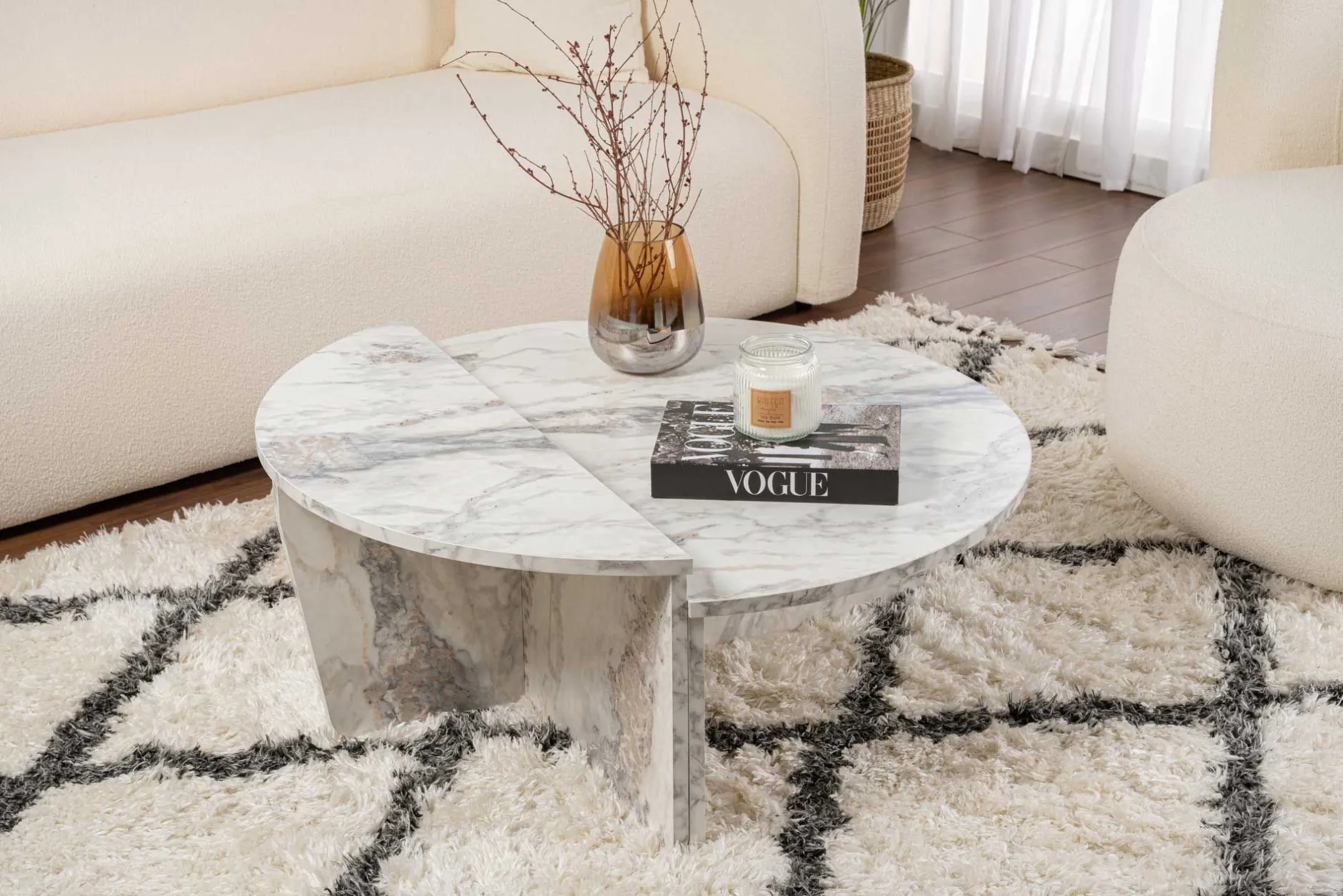 Couchtische Orion - 60x90x30cm - Satz von 2 - Marmor