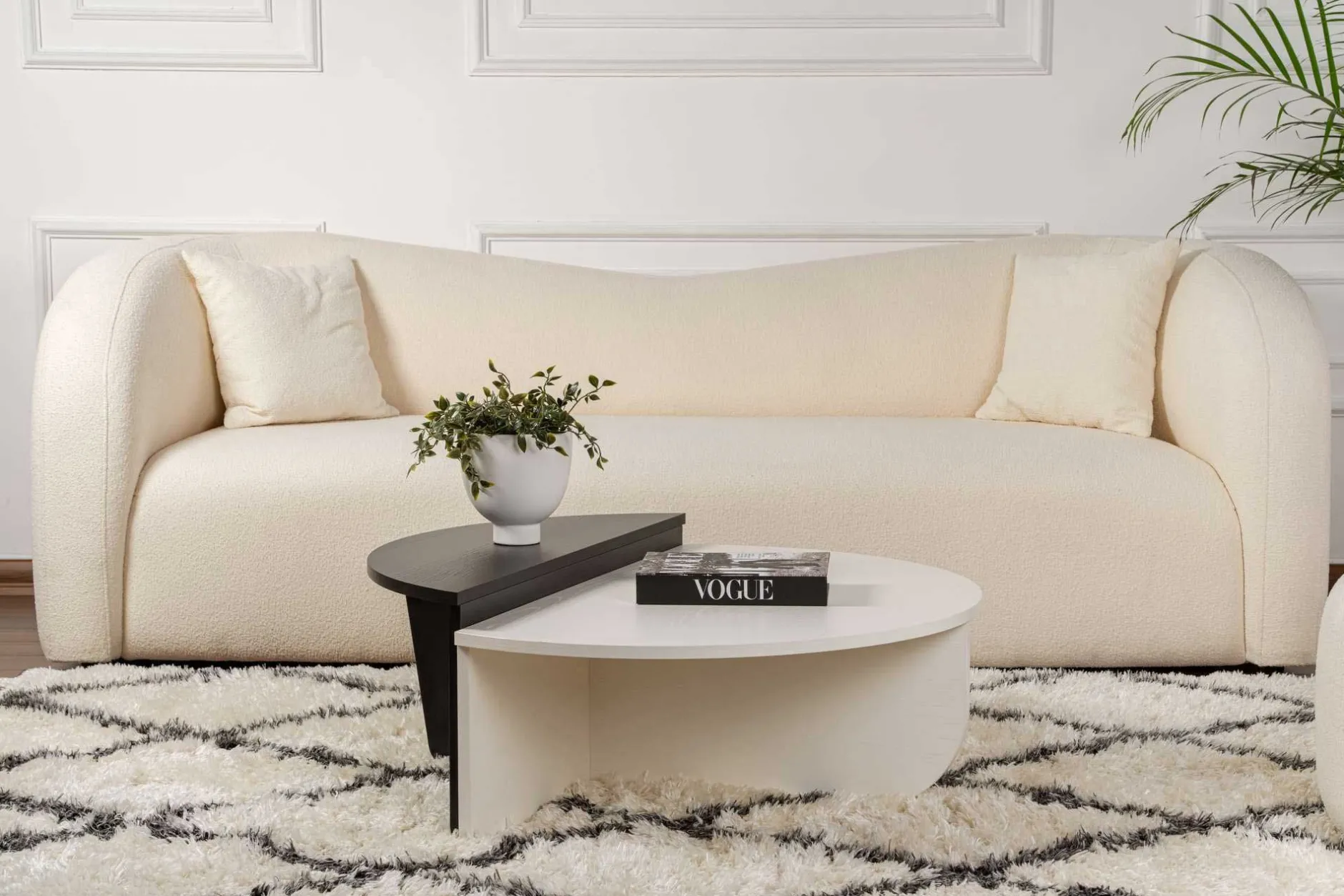 Couchtische Orion - 60x90x30cm - Satz von 2 - weiß/schwarz