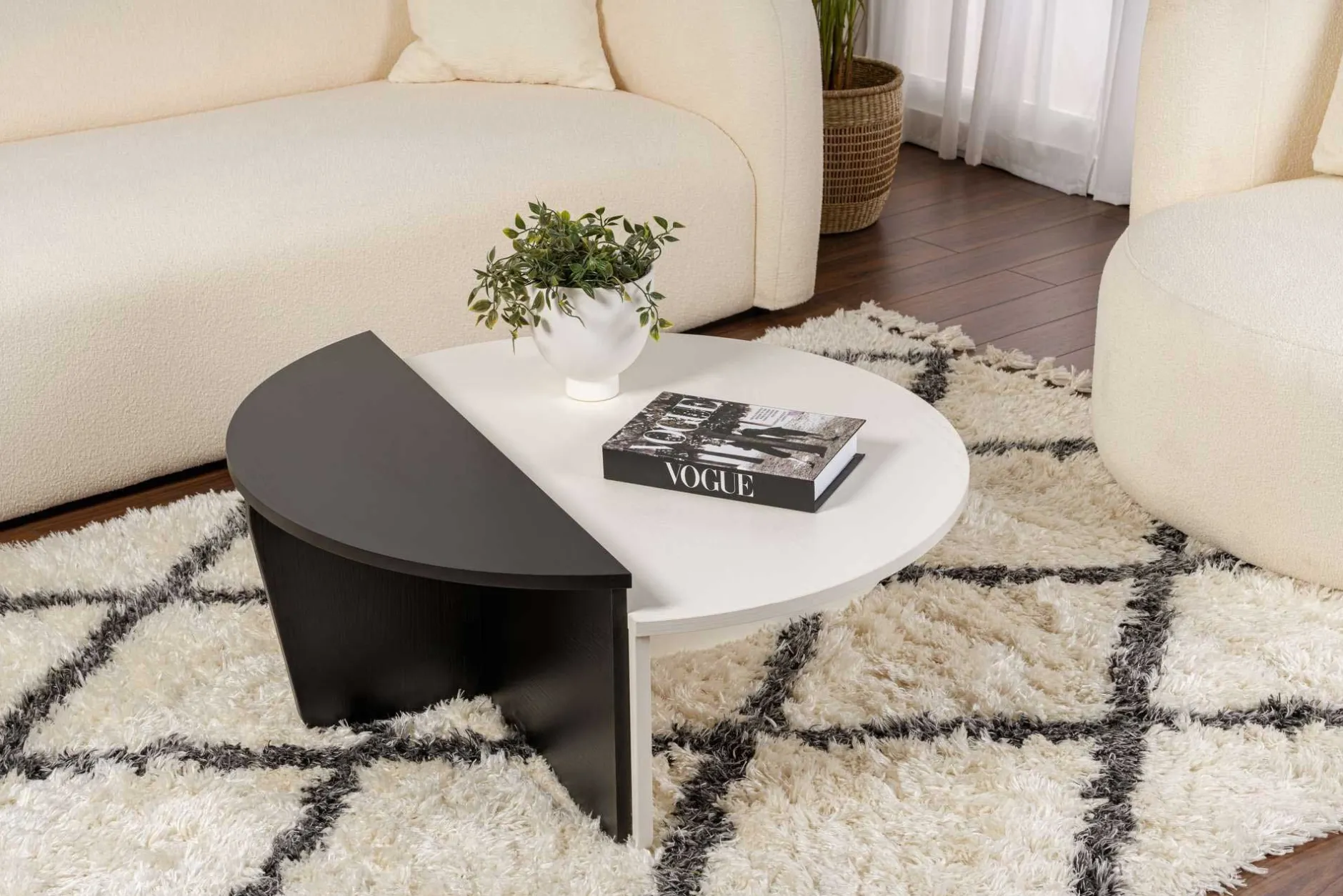 Couchtische Orion - 60x90x30cm - Satz von 2 - weiß/schwarz