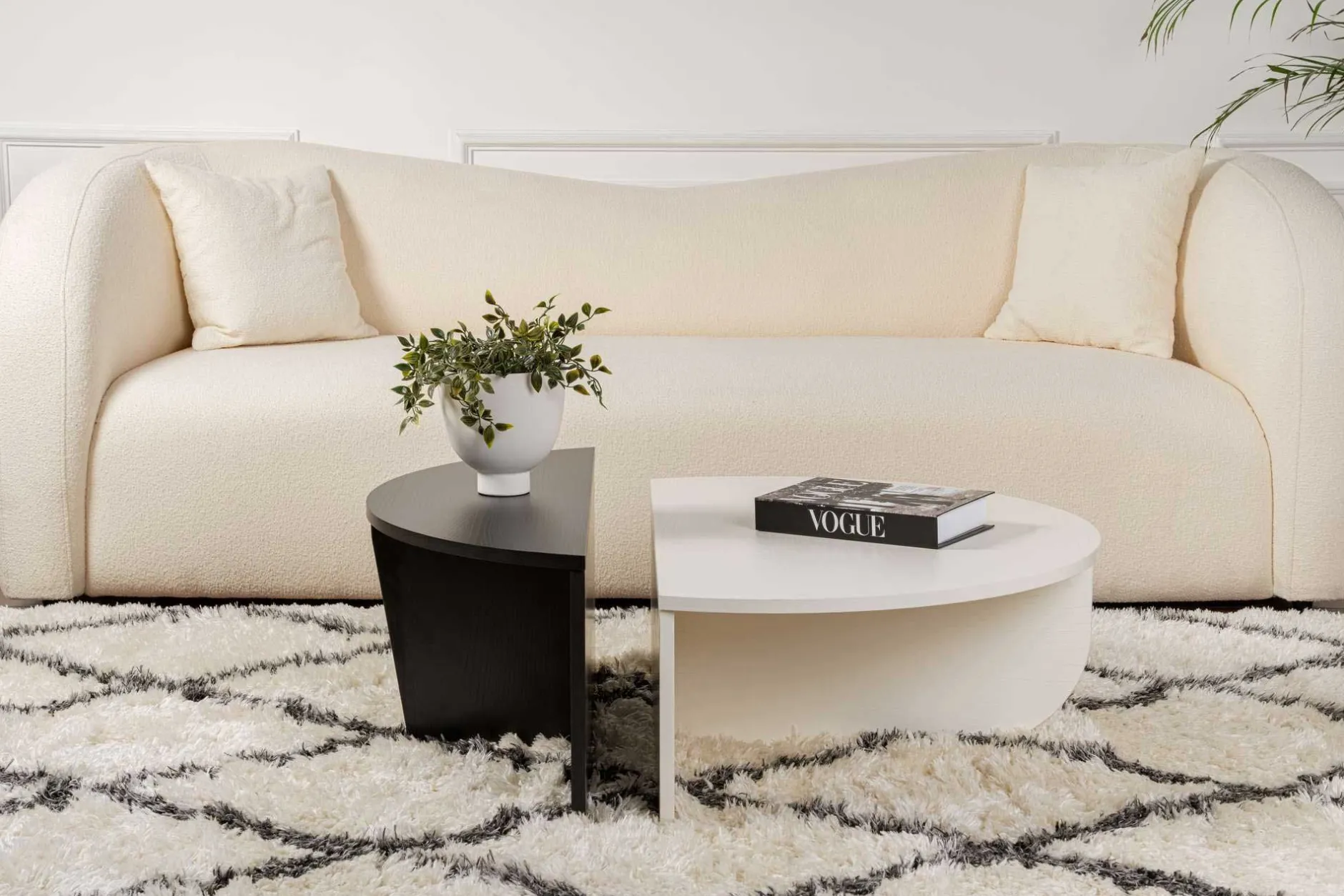 Couchtische Orion - 60x90x30cm - Satz von 2 - weiß/schwarz