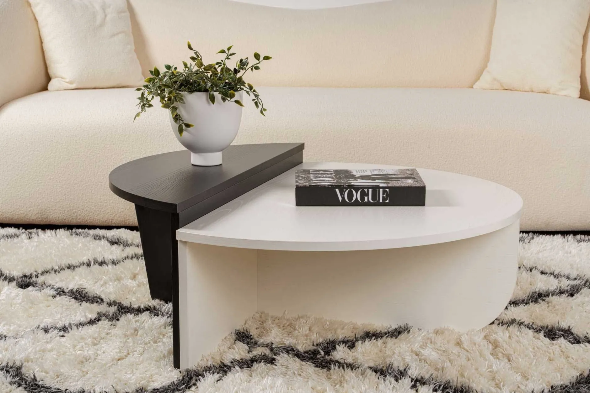 Couchtische Orion - 60x90x30cm - Satz von 2 - weiß/schwarz