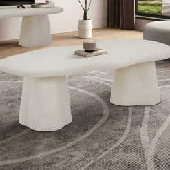 Couchtisch Faro - 130x70x40cm - Zementfarbe - weiß