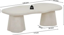 Couchtisch Faro - 130x70x40cm - Zementfarbe - weiß