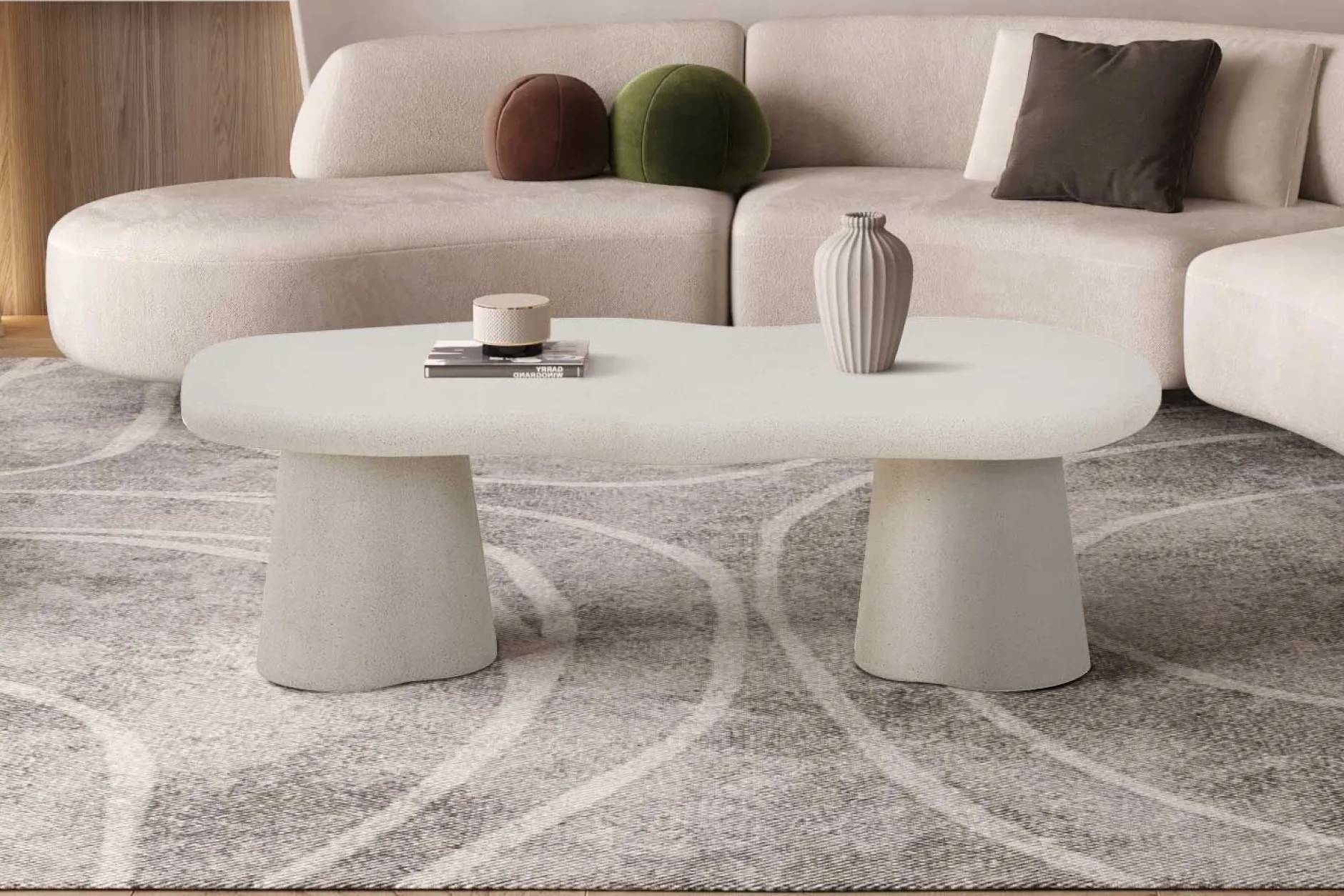 Couchtisch Faro - 130x70x40cm - Zementfarbe - weiß