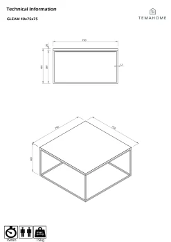 Couchtisch Gleam 75x75 - Eiche/Stahl