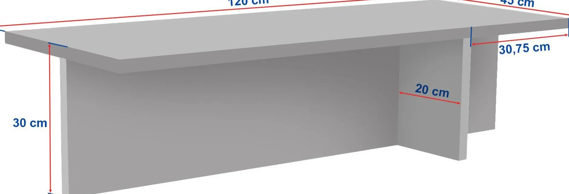 Couchtisch Harbor - 100% MELAMINE - Saphireiche - 30 x 45 x 120 cm