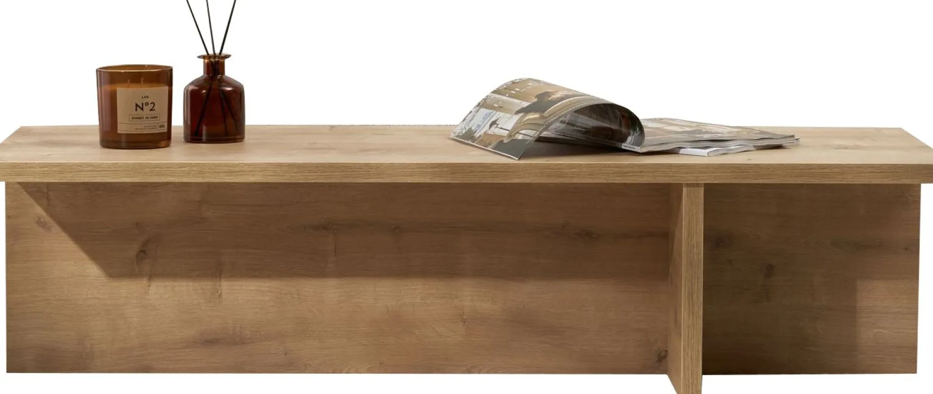 Couchtisch Harbor - 100% MELAMINE - Saphireiche - 30 x 45 x 120 cm