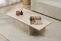 Couchtisch Harbor - 100% MELAMINE - Travertin - 30 x 45 x 120 cm