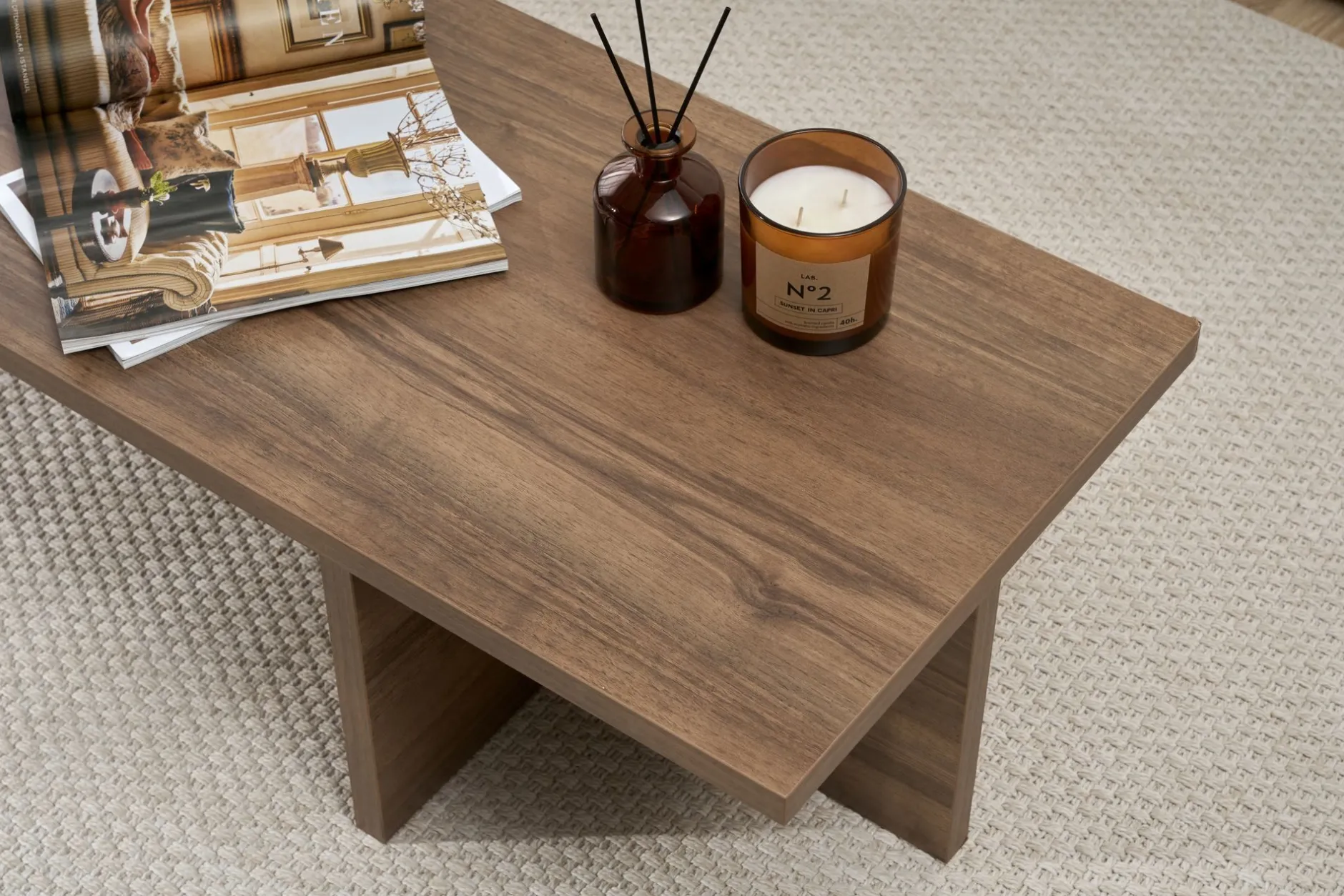 Couchtisch Harbor - 100% MELAMINE - Walnuss - 30 x 45 x 120 cm
