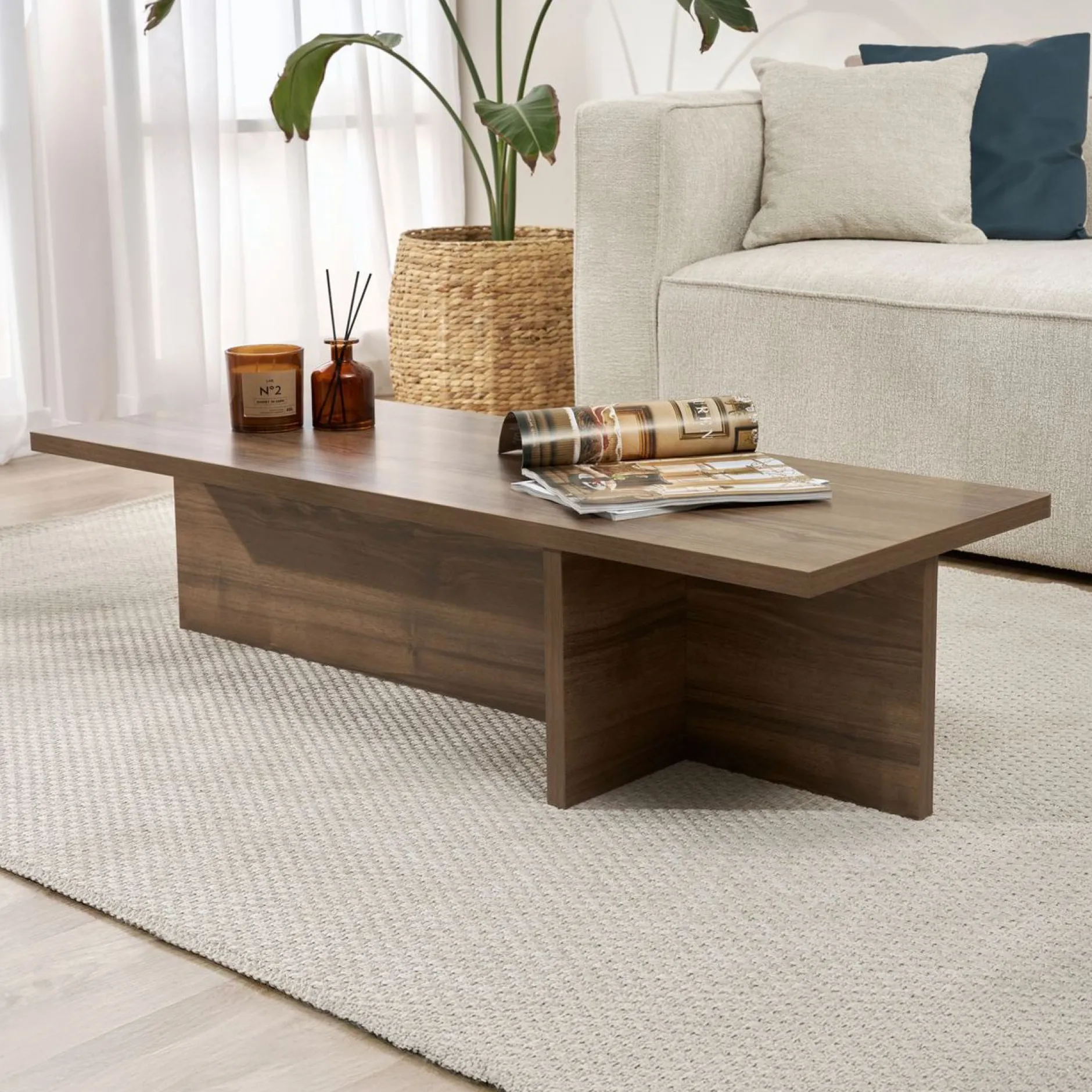 Couchtisch Harbor - 100% MELAMINE - Walnuss - 30 x 45 x 120 cm