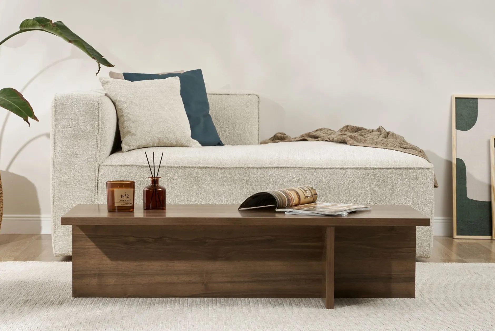 Couchtisch Harbor - 100% MELAMINE - Walnuss - 30 x 45 x 120 cm