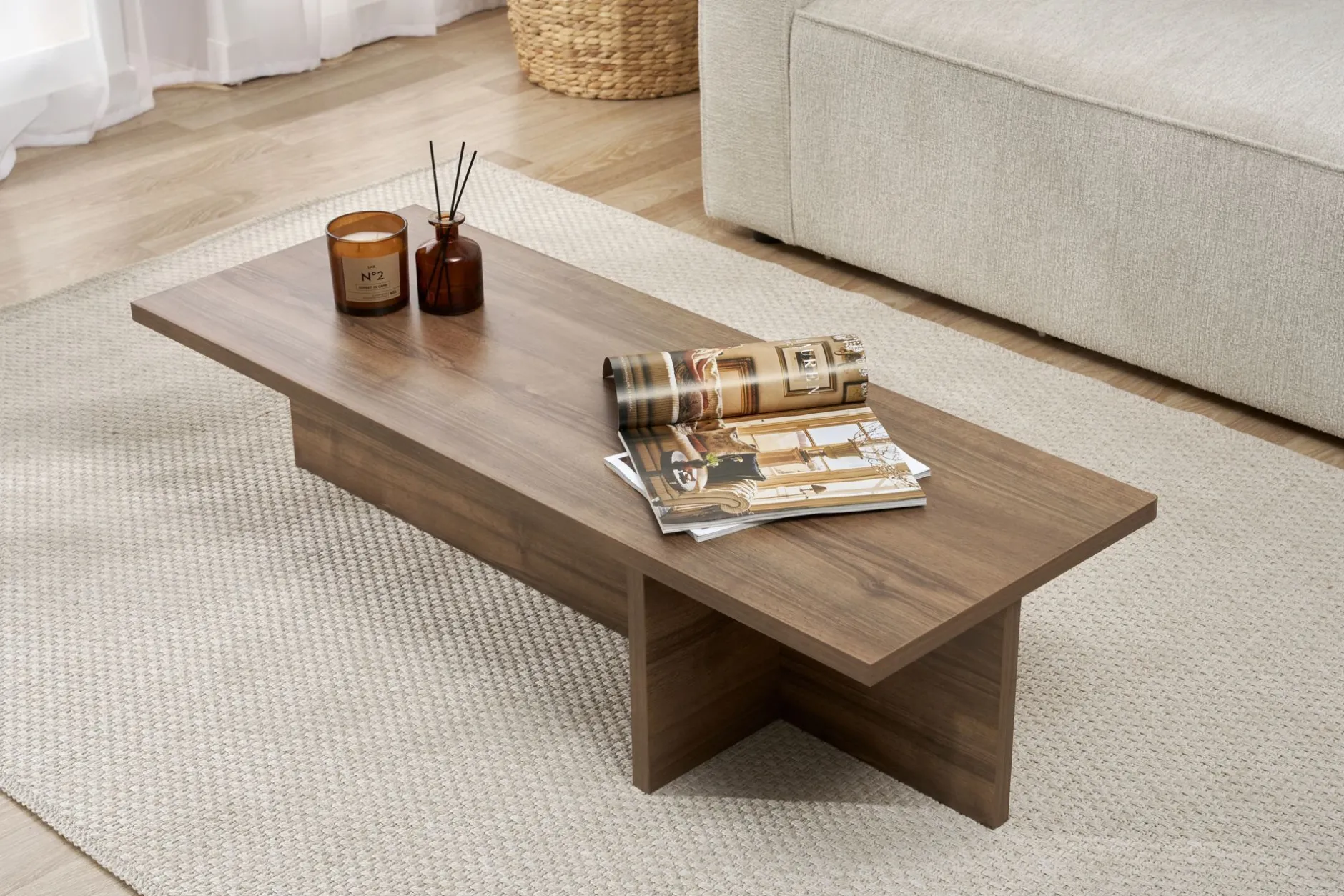 Couchtisch Harbor - 100% MELAMINE - Walnuss - 30 x 45 x 120 cm