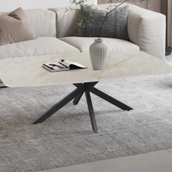 Couchtisch Helios - 130x70x45cm - Dänisch oval - beige Marmor
