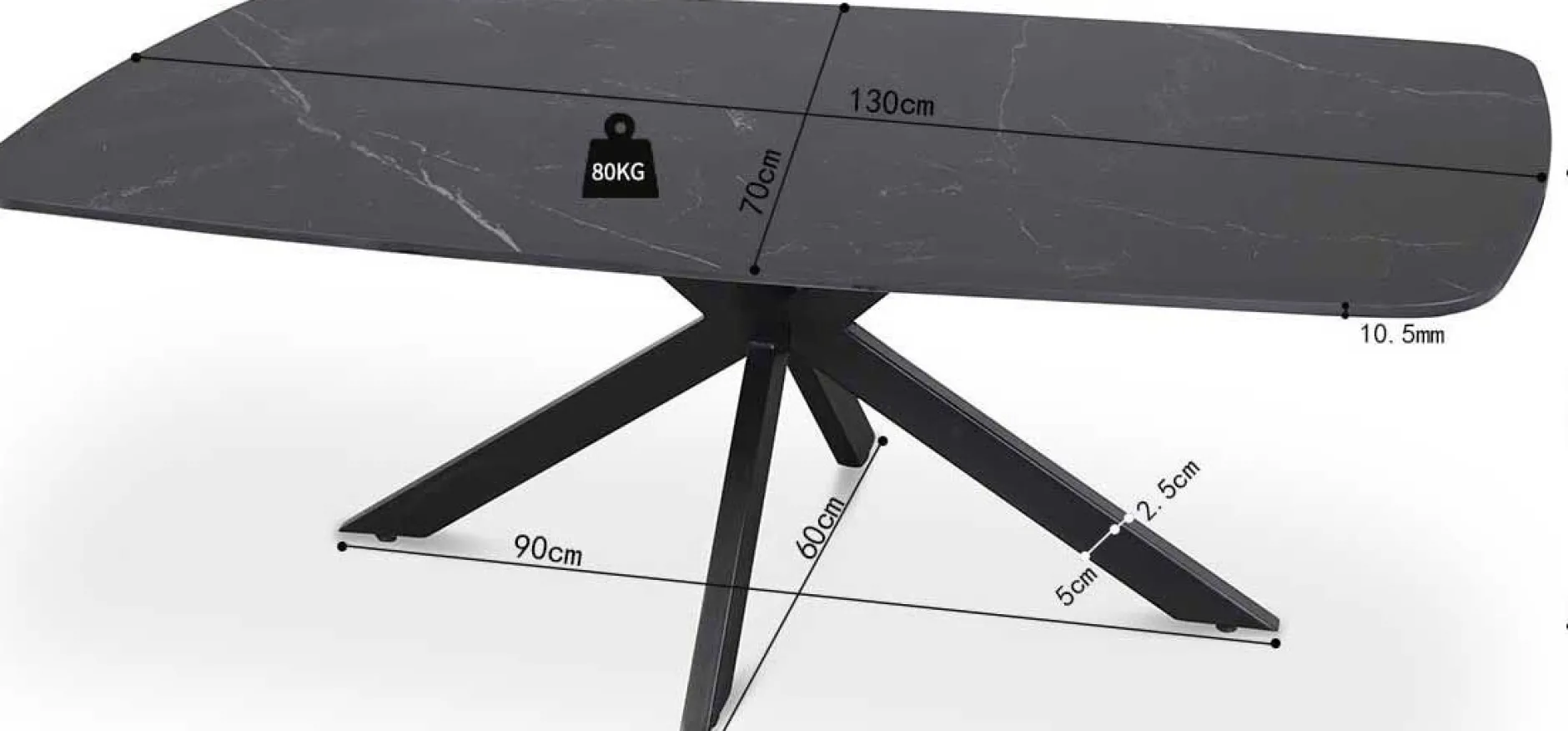 Couchtisch Helios | 130 x 70 x 45 cm | Schwarz